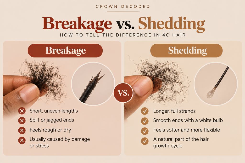 Comparison showing the difference between hair breakage and normal hair shedding