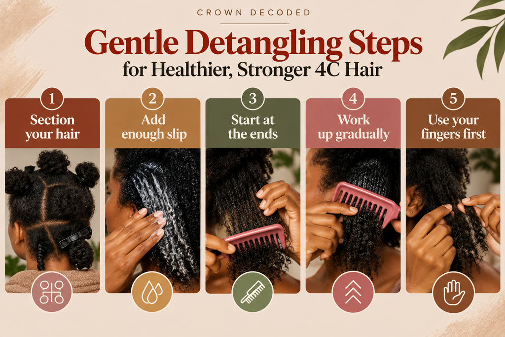 Gentle 4C hair detangling steps to reduce breakage